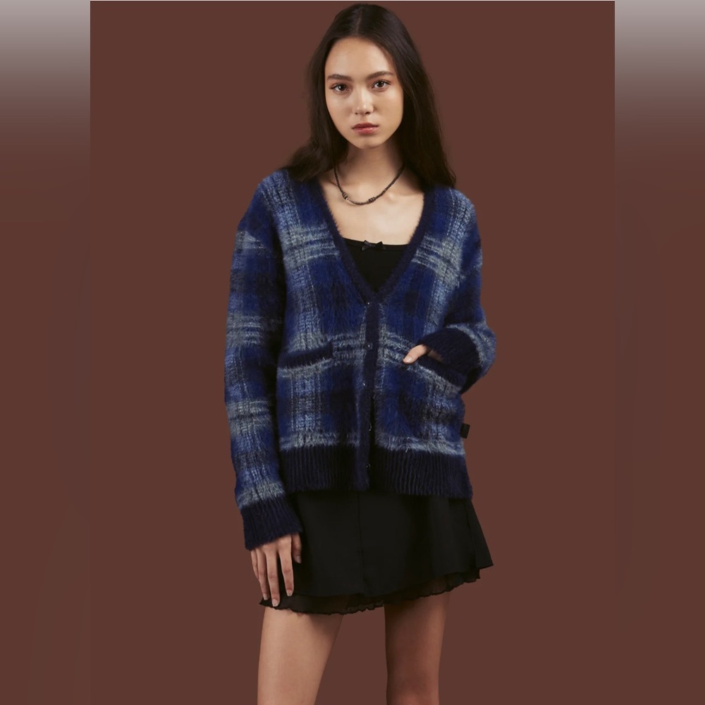 Unif Fuzzy Oversized Boxy Fit Cardigan, Size S - image 1